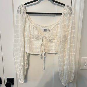 Princess Polly front tie long sleeve blouse